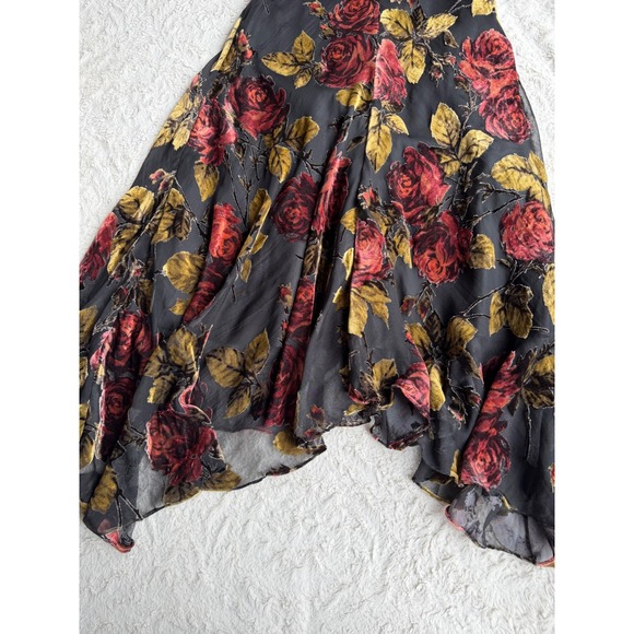 Newport News Velvet Burnout Floral Maxi Slip Dress Rose Print Gown Vintage Y2K S - Picture 10 of 16